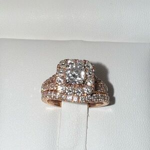 Rose Gold Natural Diamond Bridal Ring Set